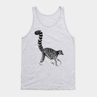 Walking ring-tailed lemur monkey ink illustration 3 Tank Top